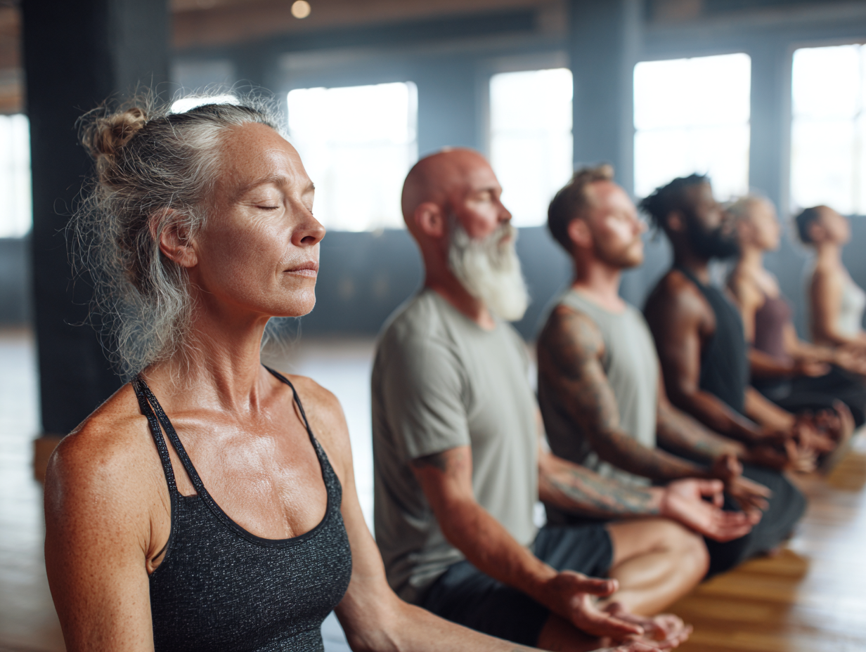 Práctica de yoga en ambiente sereno